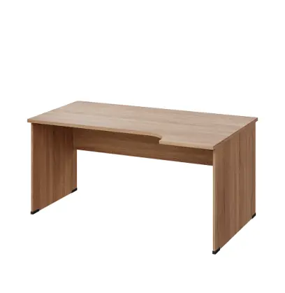 LR 28 - 164 stůl kancelářský, rohový, pravý, dřevěná podnož, deska 25 mm, široký 1600 mm, dub bardolino