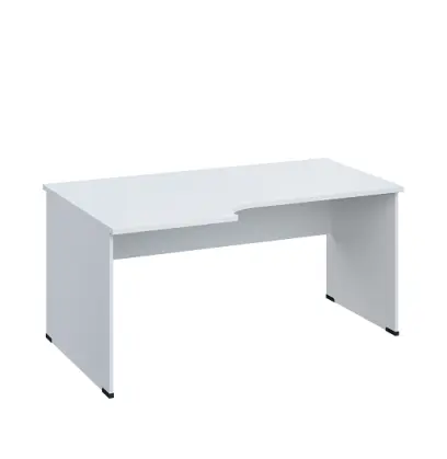 LR 28 - 166 stůl kancelářský, rohový, levý, dřevěná podnož, deska 25 mm, široký 1600 mm, bílá