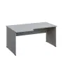 LR 28 - 166 stůl kancelářský, rohový, levý, dřevěná podnož, deska 25 mm, široký 1600 mm, šedá