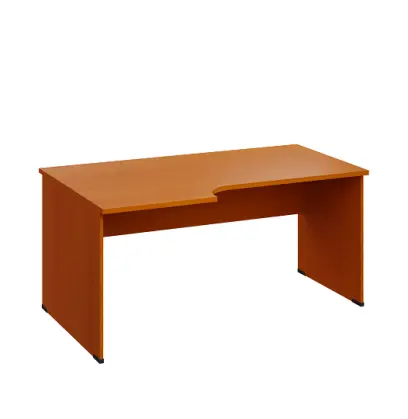 LR 28 - 166 stůl kancelářský, rohový, levý, dřevěná podnož, deska 25 mm, široký 1600 mm, třešeň šumavská