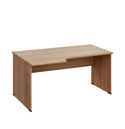 LR 28 - 166 stůl kancelářský, rohový, levý, dřevěná podnož, deska 25 mm, široký 1600 mm, dub bardolino