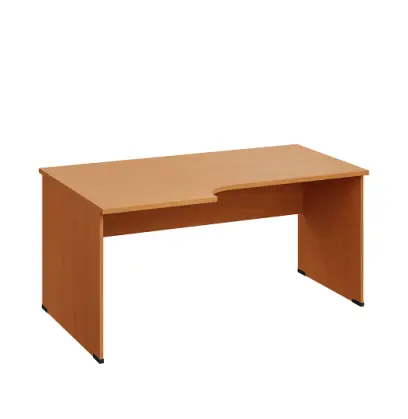 LR 28 - 166 stůl kancelářský, rohový, levý, dřevěná podnož, deska 25 mm, široký 1600 mm, buk Royal