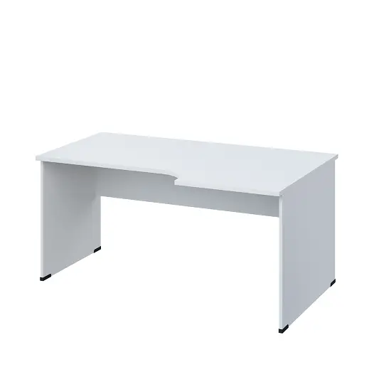 LR 28 - 166 stůl kancelářský, rohový, pravý, dřevěná podnož, deska 25 mm, široký 1600 mm, bílá