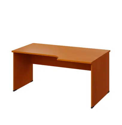 LR 28 - 166 stůl kancelářský, rohový, pravý, dřevěná podnož, deska 25 mm, široký 1600 mm, třešeň šumavská