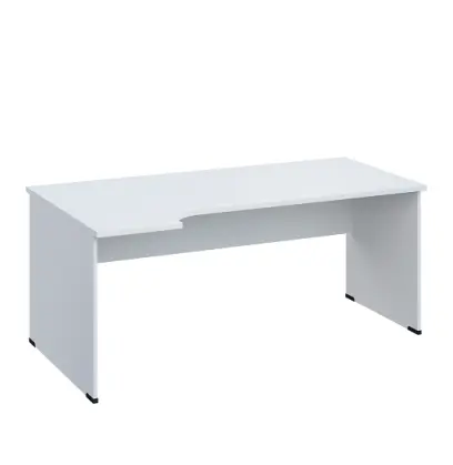 LR 28 - 184 stůl kancelářský, rohový, levý, dřevěná podnož, deska 25 mm, široký 1800 mm, bílá