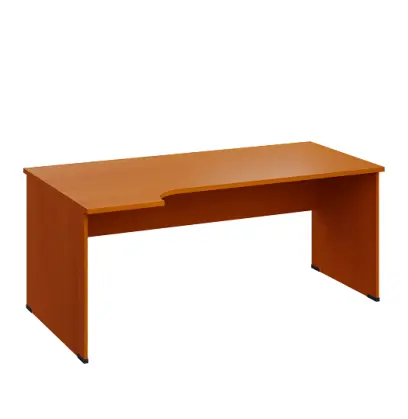 LR 28 - 184 stůl kancelářský, rohový, levý, dřevěná podnož, deska 25 mm, široký 1800 mm, třešeň šumavská