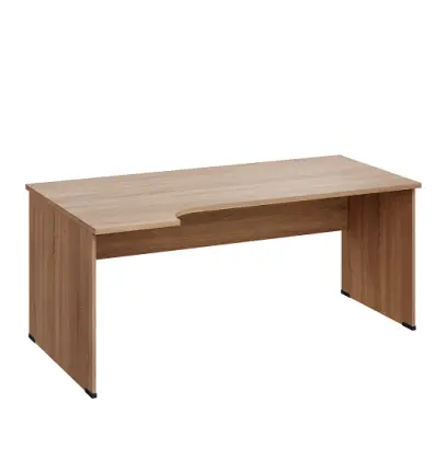 LR 28 - 184 stůl kancelářský, rohový, levý, dřevěná podnož, deska 25 mm, široký 1800 mm, dub bardolino