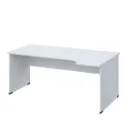 LR 28 - 184 stůl kancelářský, rohový, pravý, dřevěná podnož, deska 25 mm, široký 1800 mm, bílá