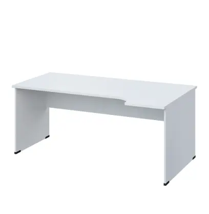 LR 28 - 184 stůl kancelářský, rohový, pravý, dřevěná podnož, deska 25 mm, široký 1800 mm, bílá
