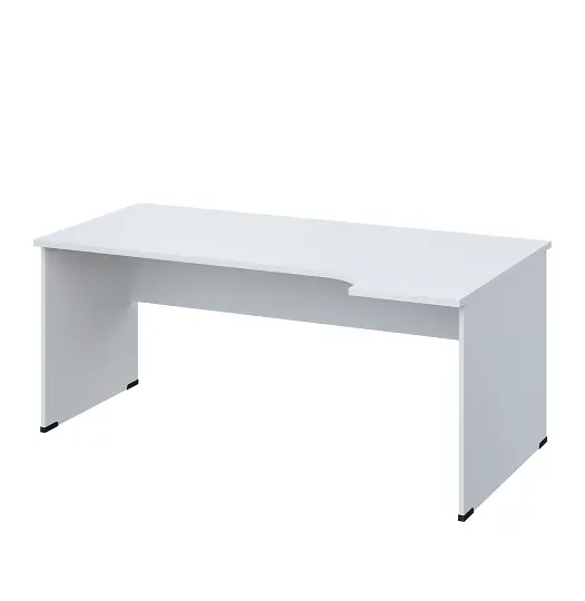 LR 28 - 184 stůl kancelářský, rohový, pravý, dřevěná podnož, deska 25 mm, široký 1800 mm, bílá