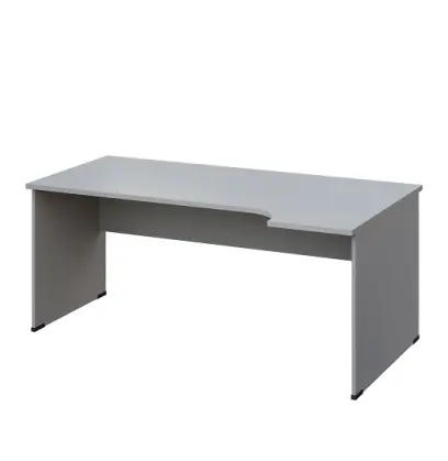LR 28 - 184 stůl kancelářský, rohový, pravý, dřevěná podnož, deska 25 mm, široký 1800 mm, šedá
