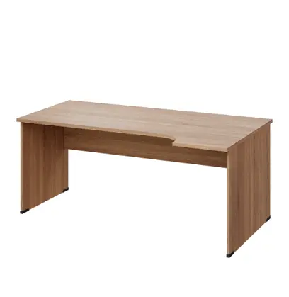 LR 28 - 184 stůl kancelářský, rohový, pravý, dřevěná podnož, deska 25 mm, široký 1800 mm, dub bardolino