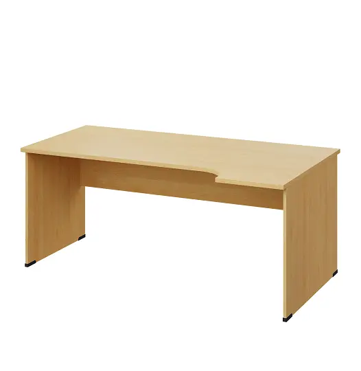 LR 28 - 184 stůl kancelářský, rohový, pravý, dřevěná podnož, deska 25 mm, široký 1800 mm, javor horský