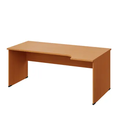 LR 28 - 184 stůl kancelářský, rohový, pravý, dřevěná podnož, deska 25 mm, široký 1800 mm, buk Royal