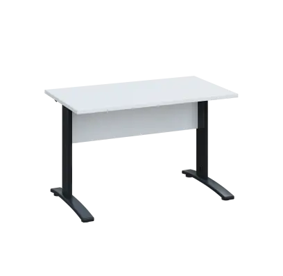 LK 27 - 12 stůl kancelářský, kovová podnož černá, deska 25 mm, široký 1200 mm, bílá