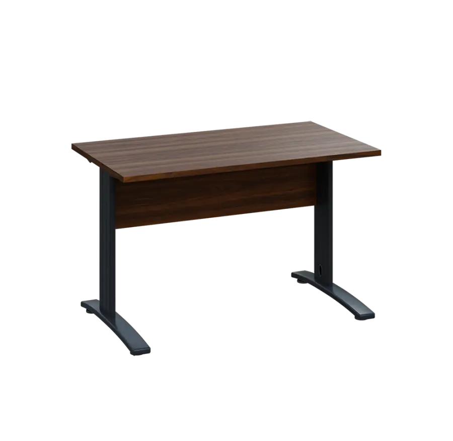 LK 27 - 12 stůl kancelářský, kovová podnož černá, deska 25 mm, široký 1200 mm, ořech královský