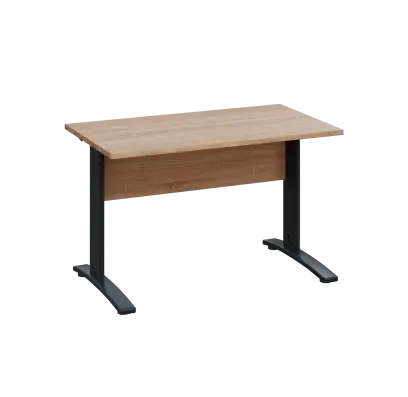 LK 27 - 12 stůl kancelářský, kovová podnož černá, deska 25 mm, široký 1200 mm, dub bardolino
