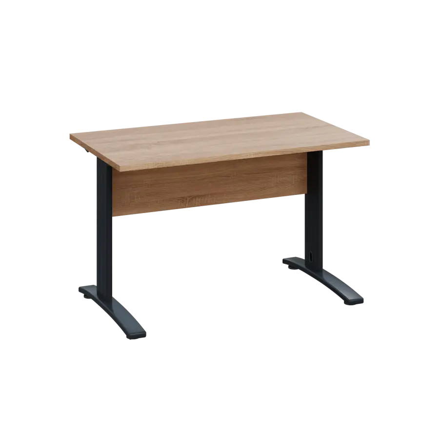 LK 27 - 12 stůl kancelářský, kovová podnož černá, deska 25 mm, široký 1200 mm, dub bardolino