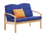 RO - 02 dvojkřeslo čalouněné koženkou Holy, dřevěné HOLY N 1 - koženka modrá