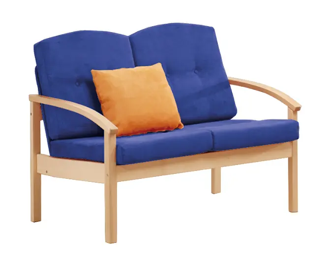 RO - 02 dvojkřeslo čalouněné koženkou Holy, dřevěné HOLY N 1 - koženka modrá