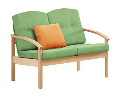 RO - 02 dvojkřeslo čalouněné koženkou Holy, dřevěné HOLY Z 2 - koženka zelinkavá