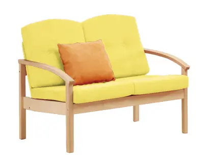 RO - 02 dvojkřeslo čalouněné koženkou Oto, dřevěné OTO ZO 2 - koženka žlutá písková