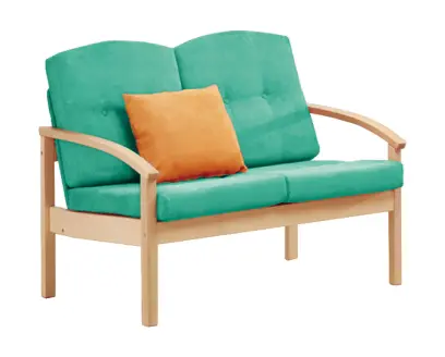 RO - 02 dvojkřeslo čalouněné koženkou Oto, dřevěné OTO T 4 - koženka tyrkysová