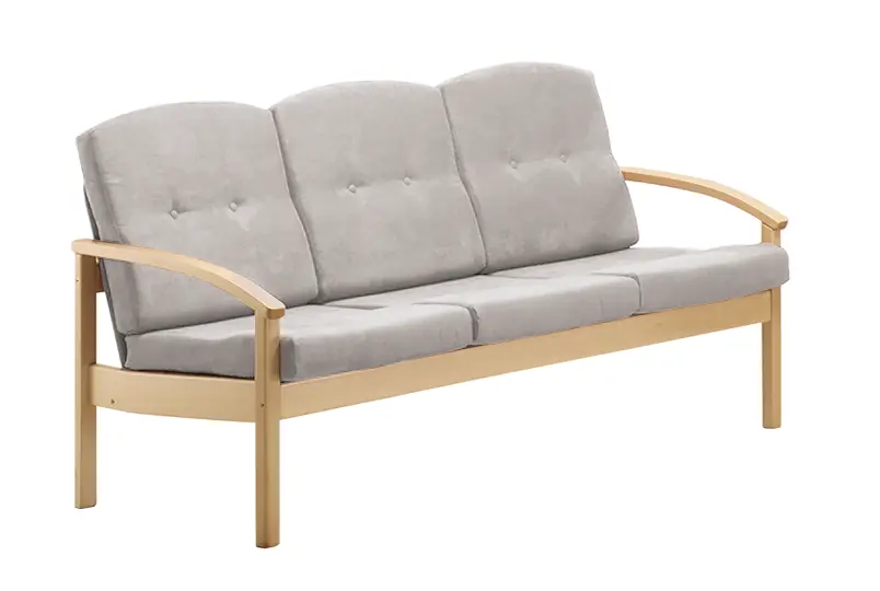 RO - 03 trojkřeslo čalouněné koženkou Holy, dřevěné HOLY SA 3 - koženka světle šedá