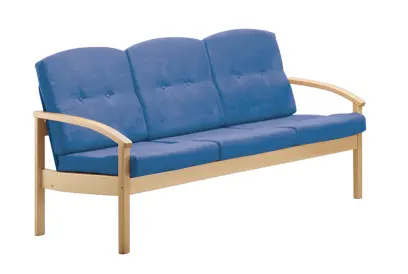 RO - 03 trojkřeslo čalouněné koženkou Oto, dřevěné OTO N 15 - koženka blankytně modrá