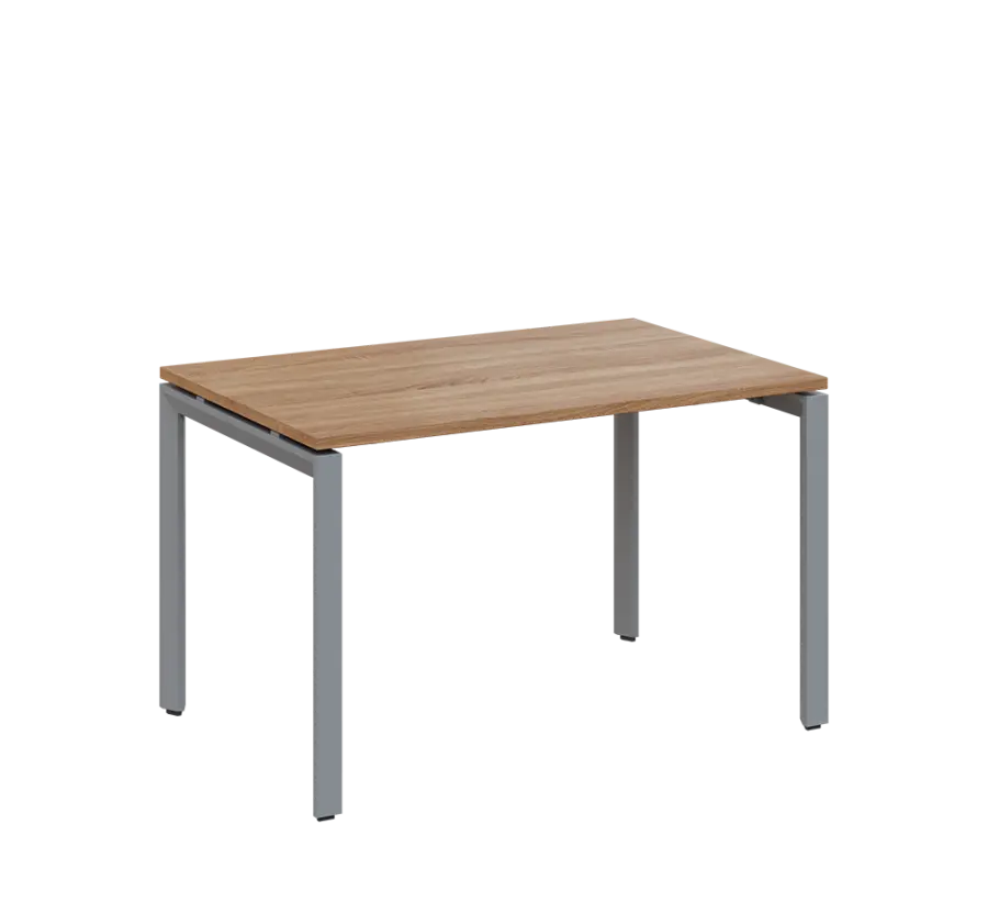 SEK-U - 12 stůl kancelářský, kovová podnož stříbrná, deska 25 mm, široký 1200 mm, dub bardolino