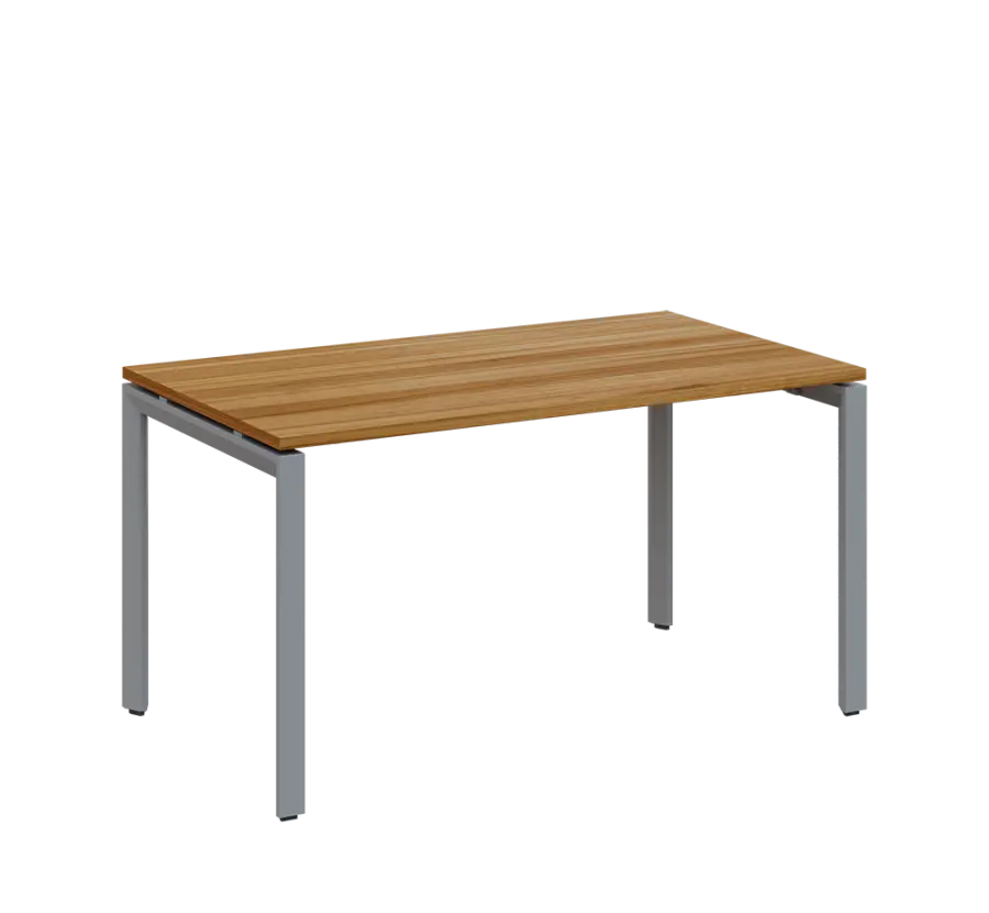 SEK-U - 14 stůl kancelářský, kovová podnož stříbrná, deska 25 mm, široký 1400 mm, ořech světlý