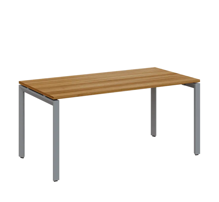 SEK-U - 16 stůl kancelářský, kovová podnož stříbrná, deska 25 mm, široký 1600 mm, ořech světlý