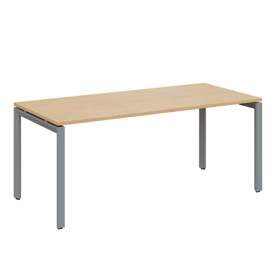 SEK-U - 18 stůl kancelářský, kovová podnož stříbrná, deska 25 mm, široký 1800 mm, bříza irská