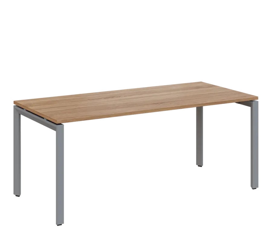 SEK-U - 18 stůl kancelářský, kovová podnož stříbrná, deska 25 mm, široký 1800 mm, dub bardolino