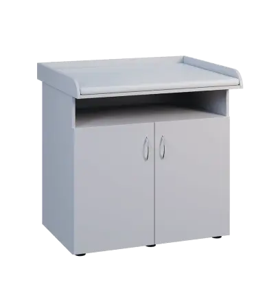 PP - 106 pult přebalovací s matrací, 2-dveřový, nika lamino - šedá, koženka bílá BA-1