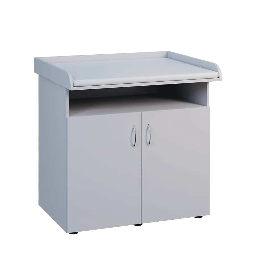 PP - 106 pult přebalovací s matrací, 2-dveřový, nika lamino - šedá, koženka bílá BA-1