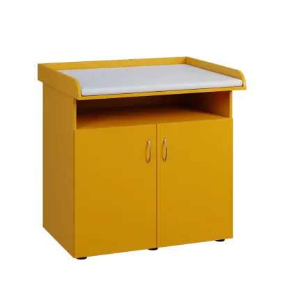 PP - 106 pult přebalovací s matrací, 2-dveřový, nika lamino - žlutá odio, koženka bílá BA-1