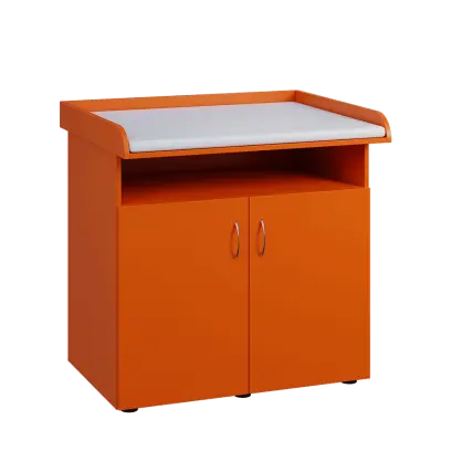 PP - 106 pult přebalovací s matrací, 2-dveřový, nika lamino - pomeranč, koženka bílá BA-1