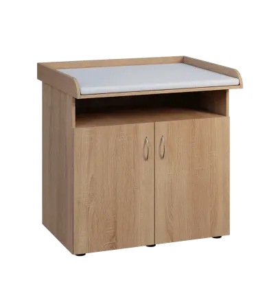 PP - 106 pult přebalovací s matrací, 2-dveřový, nika lamino - dub bardolino, koženka bílá BA-1