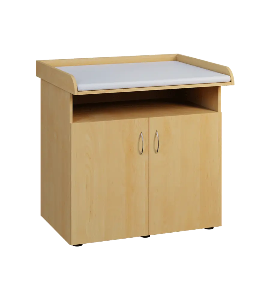 PP - 106 pult přebalovací s matrací, 2-dveřový, nika lamino - javor horský, koženka bílá BA-1