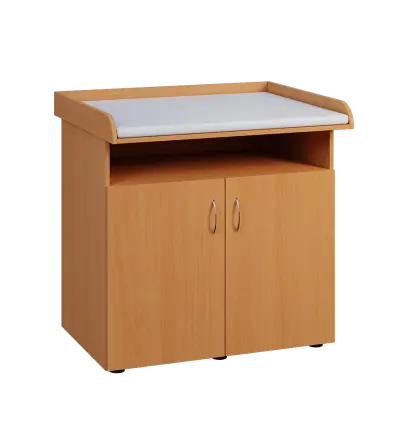 PP - 106 pult přebalovací s matrací, 2-dveřový, nika lamino - buk Royal, koženka bílá BA-1