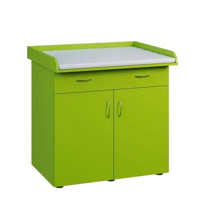 PP - 100 pult přebalovací s matrací, 2-dveřové, 1-zásuvka lamino - jarní zeleň, koženka bílá BA-1