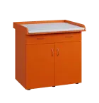 PP - 100 pult přebalovací s matrací, 2-dveřové, 1-zásuvka lamino - pomeranč, koženka bílá BA-1