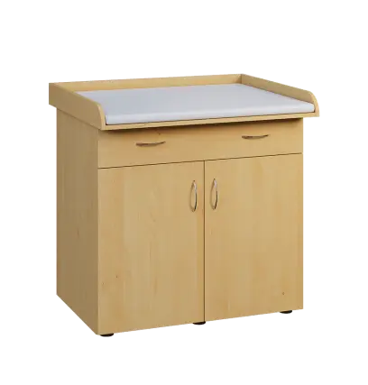 PP - 100 pult přebalovací s matrací, 2-dveřové, 1-zásuvka lamino - javor horský, koženka bílá BA-1