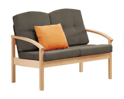 RO - 02 dvojkřeslo čalouněné látkou Bora, dřevěné BORA 26 - látka tm. šedý melír