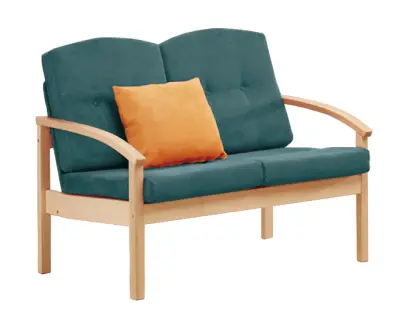 RO - 02 dvojkřeslo čalouněné látkou Bora, dřevěné BORA 57 - látka tyrkysová
