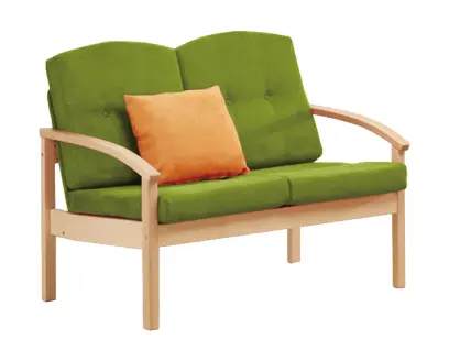 RO - 02 dvojkřeslo čalouněné látkou Bora, dřevěné BORA 38 - látka kiwi