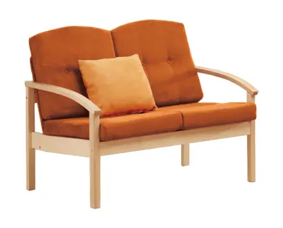 RO - 02 dvojkřeslo čalouněné látkou Bora, dřevěné BORA 39 - látka cihlová