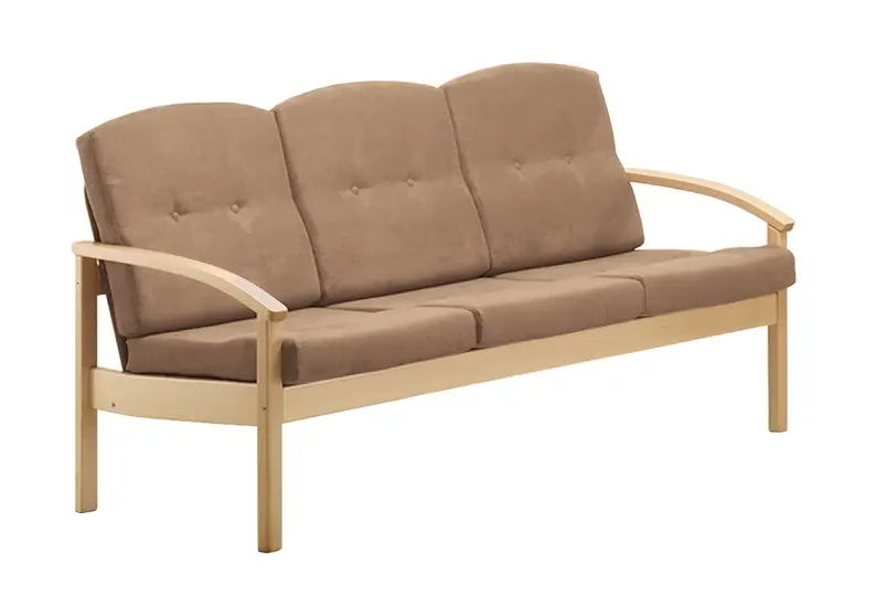 RO - 03 trojkřeslo čalouněné látkou Bora, dřevěné BORA 24 - látka béžová