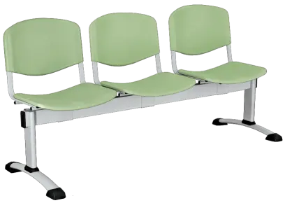 CLA - 3, plastová lavice do čekárny, 3-sedák, zelinkavá, kostra stříbrná